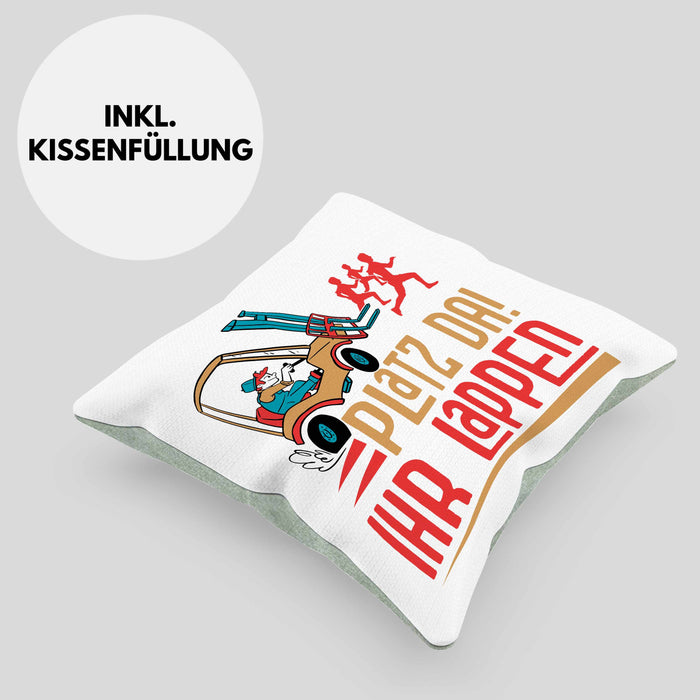 Gabelstapler Kissen mit Füllung 40x40 Geschenk Gabelstaplerfahrer Lagerist Geschenkidee Männer Platz Ihr Lappen Hupwagen Lager Geschenkidee (Grau) Grün Trendation