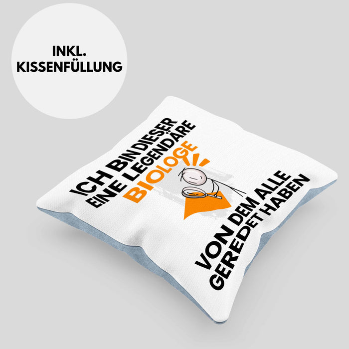Biologe Geschenk Kissen mit Füllung 40x40 Lustige Geschenkidee Geburtstag für Biologe Ich Bin Dieser Legendäre Biologe Von Dem Alle Geredet Haben (Grau) Blau Trendation