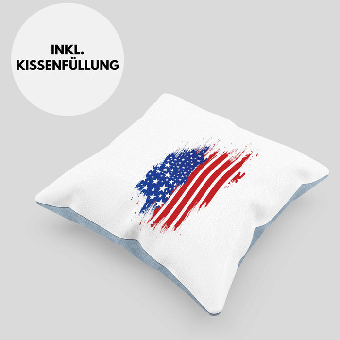 USA Kissen mit Füllung 40x40 Geschenk Amerika Geschenkidee Auslandjahr Vereinigte Staaten Von Amerika (Grau) Blau Trendation