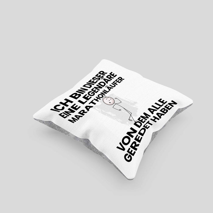 Marathonläufer Geschenk Kissen mit Füllung 40x40 Lustige Geschenkidee Geburtstag für Marathonläufer Ich Bin Dieser Legendäre Marathonläufer Von Dem Alle Geredet Haben (Grau) Grau Trendation
