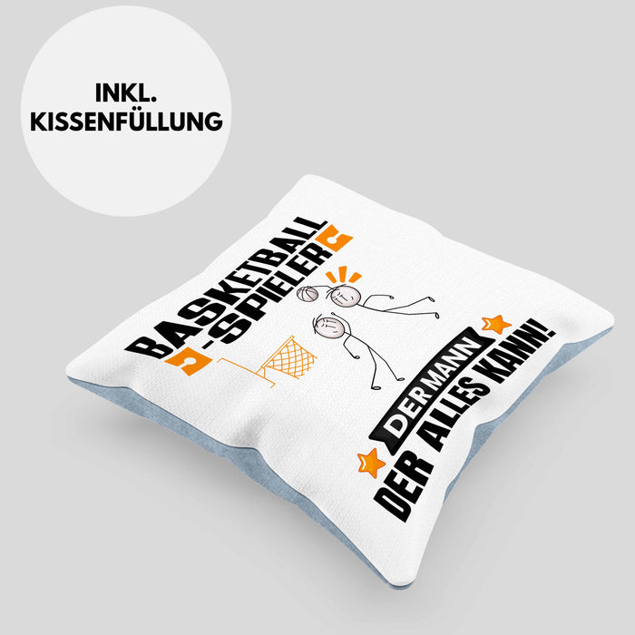 Basketballspieler Kissen mit Füllung 40x40 Geschenk für Basketballspieler Der Mann Der Alles Kann Geschenkidee zum Geburtstag (Grau) Blau Trendation