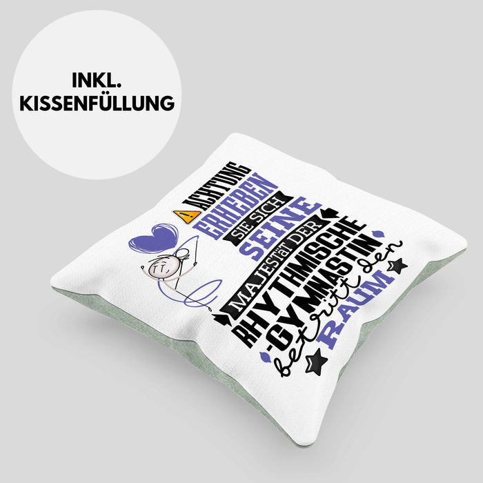 RhythmischeGymnastin Geschenk Kissen mit Füllung 40x40 Lustiger Spruch Erheben Sie Sich Der RhythmischeGymnastin Betritt den Raum (Grau) Grün Trendation