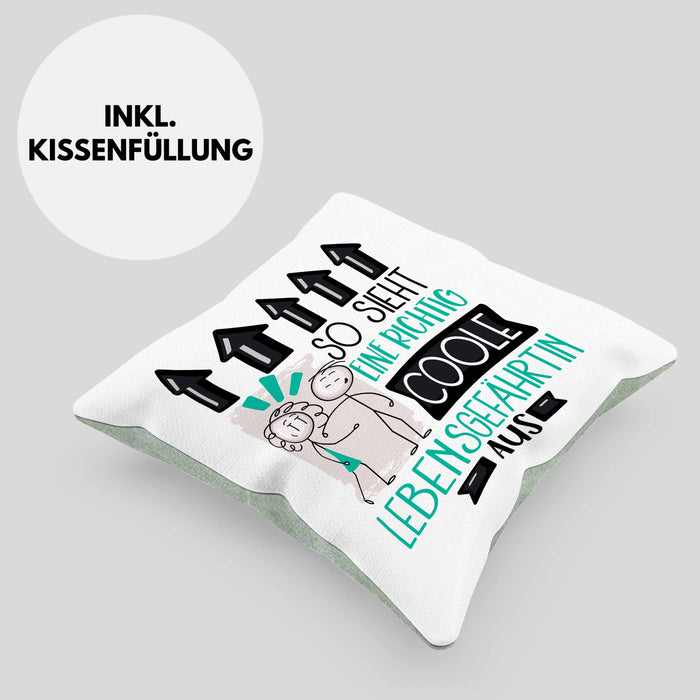 Lebensgefährtin Geschenk Kissen mit Füllung 40x40 Lustig Geschenkidee für Lebensgefährtin Geburtstag So Sieht Eine Richtig Coole Lebensgefährtin Aus Frauen Spruch (Grau) Grün Trendation