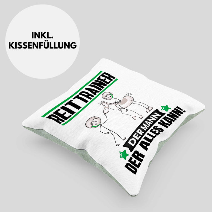 Reittrainer Kissen mit Füllung 40x40 Geschenk für Reittrainer Der Mann Der Alles Kann Geschenkidee zum Geburtstag (Grau) Grün Trendation