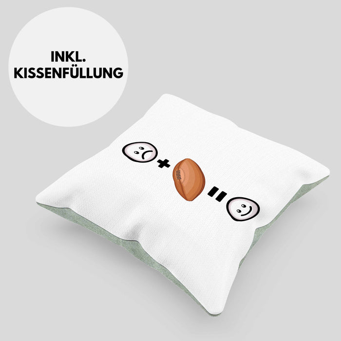 Rugby Kissen mit Füllung 40x40 Geschenk für Rugby-Spieler Lustige Geschenkidee :( + Rugby-Ball = :) Geburtstag (Grau) Grün Trendation