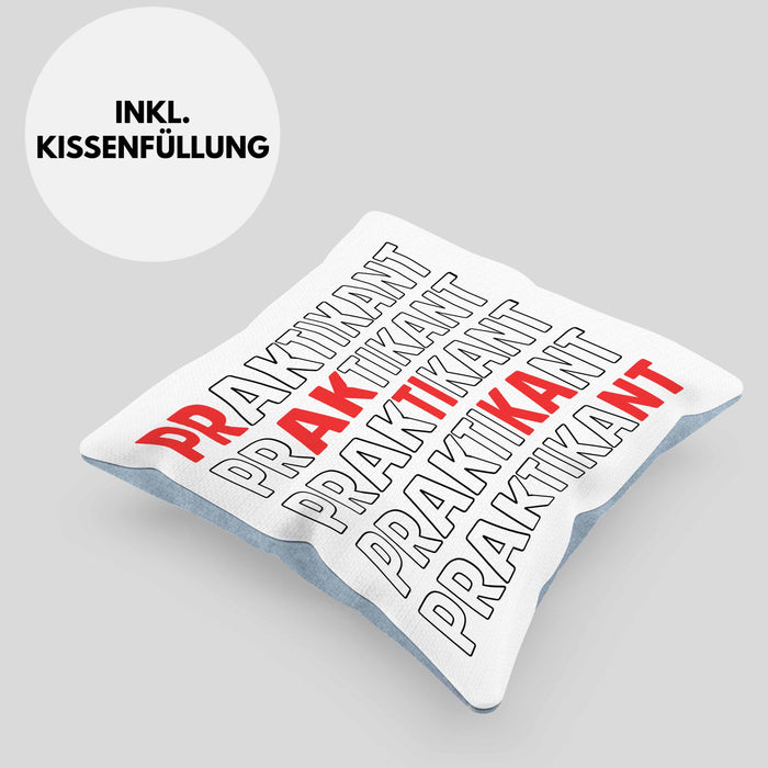Praktikant Kissen mit Füllung 40x40 Geschenk Lustiger Spruch (Grau) Blau Trendation