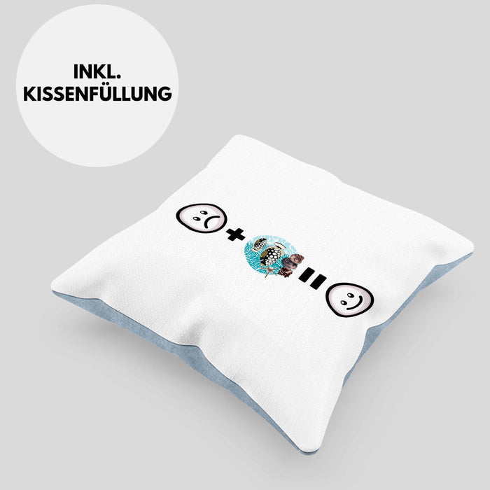 Fisch Kissen mit Füllung 40x40 Geschenk für Aquaristen Aquarium :( + Fische = :) Lustige Geschenkidee Geburtstag (Grau) Blau Trendation