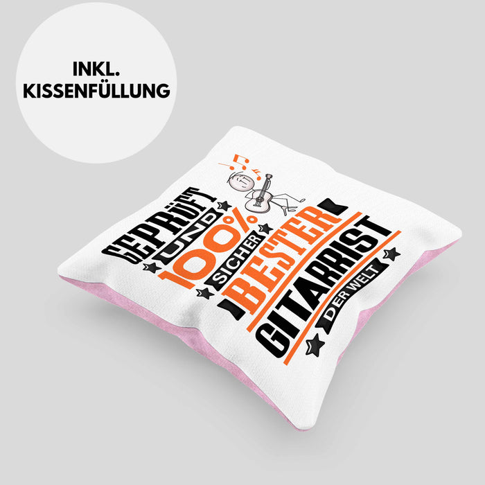 Gitarrist Geschenk Lustiger Spruch für Gitarrist Geschenkidee Bester Gitarrist Der WeltKissen mit Füllung 40x40 (Grau) Rosa Trendation