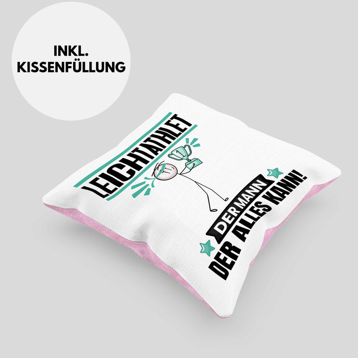 Leichtathlet Kissen mit Füllung 40x40 Geschenk für Leichtathlet Der Mann Der Alles Kann Geschenkidee zum Geburtstag (Grau) Rosa Trendation