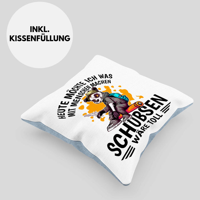 Lustige Kissen mit Füllung 40x40 Waschbär Heute Möchte Ich Was Mit Menschen Machen Schubsen Wäre Toll Sarkasmus Ironier Humor (Grau) Blau Trendation