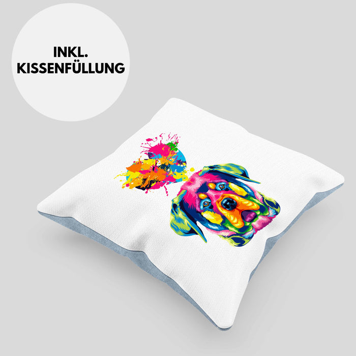 Rottweiler Herz Farbe Besitzer Kissen mit Füllung 40x40 Geschenk Lustiger Spruch Geschenkidee Rottweiler Liebhaber (Grau) Blau Trendation