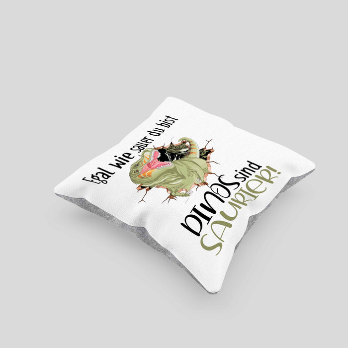 Dinosaurier Spruch Kissen mit Füllung 40x40 Geschenk Jungs Jungen Egal Wie Sauer Du Bist Dinos Sind Saurier (Grau) Grau Trendation