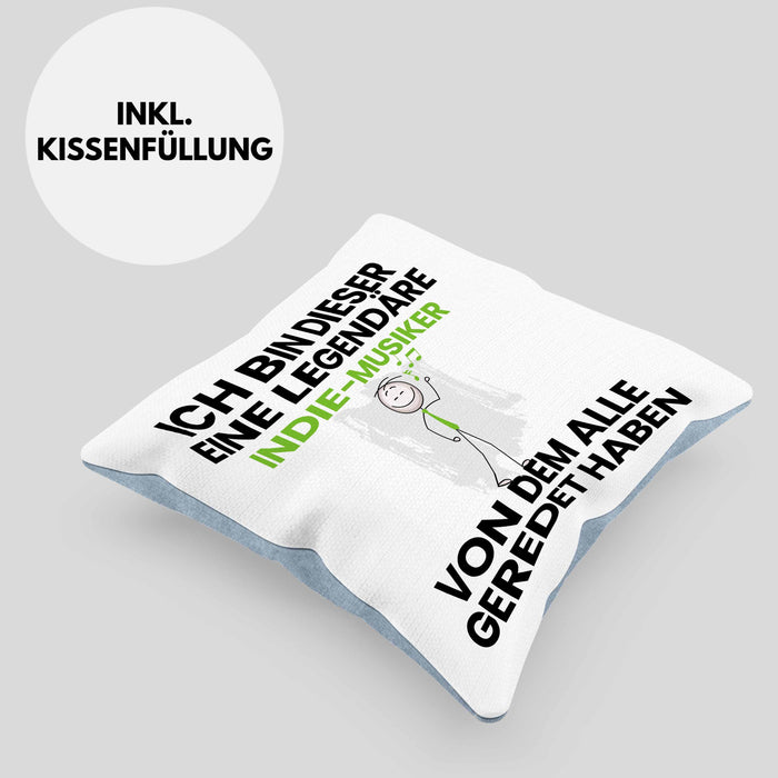Indie-Musiker Geschenk Kissen mit Füllung 40x40 Lustige Geschenkidee Geburtstag für Indie-Musiker Ich Bin Dieser Legendäre Indie-Musiker Von Dem Alle Geredet Haben (Grau) Blau Trendation