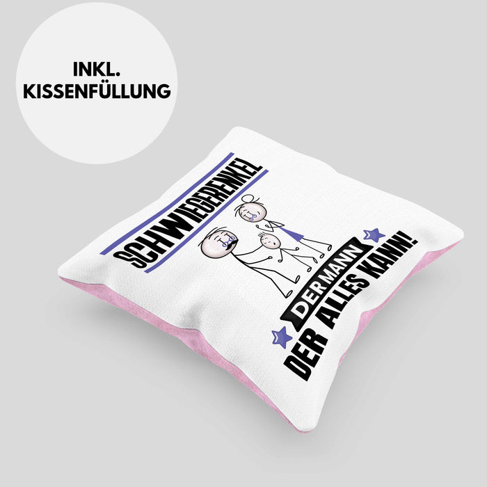 Schwiegerenkel Kissen mit Füllung 40x40 Geschenk für Schwiegerenkel Der Mann Der Alles Kann Geschenkidee zum Geburtstag (Grau) Rosa Trendation