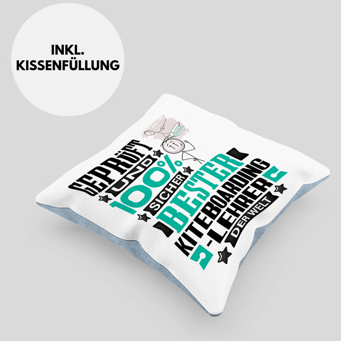 Kiteboarding-Lehrer Geschenk Lustiger Spruch für Kiteboarding-Lehrer Geschenkidee Bester Kiteboarding-Lehrer Der WeltKissen mit Füllung 40x40 (Grau) Blau Trendation