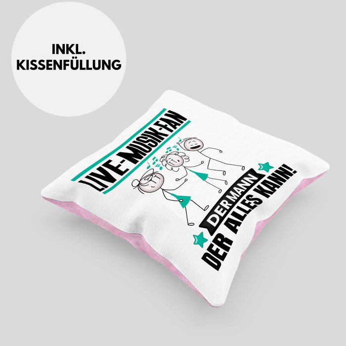 Live-Musik-Fan Kissen mit Füllung 40x40 Geschenk für Live-Musik-Fan Der Mann Der Alles Kann Geschenkidee zum Geburtstag (Grau) Rosa Trendation