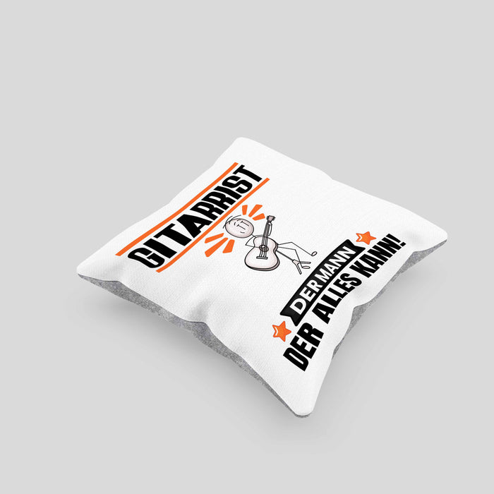 Gitarrist Kissen mit Füllung 40x40 Geschenk für Gitarrist Der Mann Der Alles Kann Geschenkidee zum Geburtstag (Grau) Grau Trendation