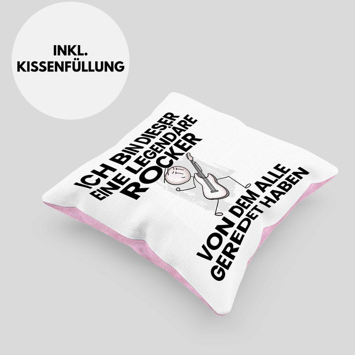 Rocker Geschenk Kissen mit Füllung 40x40 Lustige Geschenkidee Geburtstag für Rocker Ich Bin Dieser Legendäre Rocker Von Dem Alle Geredet Haben (Grau) Rosa Trendation
