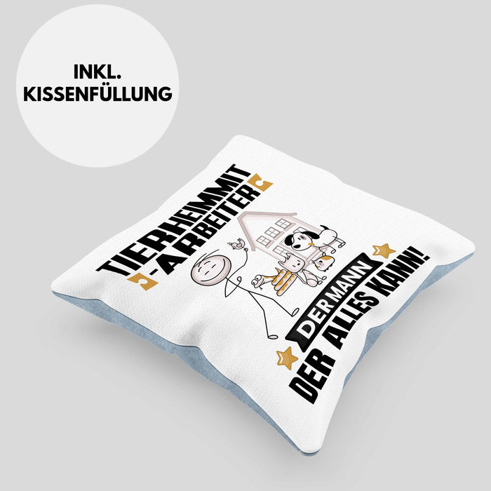 Tierheimmitarbeiter Kissen mit Füllung 40x40 Geschenk für Tierheimmitarbeiter Der Mann Der Alles Kann Geschenkidee zum Geburtstag (Grau) Blau Trendation