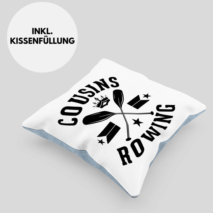 Cousins Rowing Kissen mit Füllung 40x40 Geschenk Rudern Paddelboot Cousinen-Treff Cousins (Grau) Blau Trendation