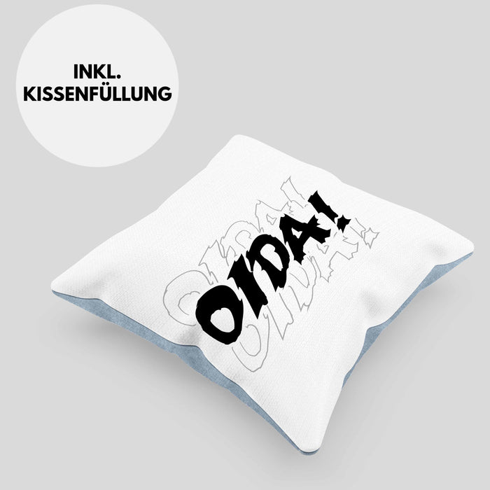 Oida Kissen mit Füllung 40x40 Geschenk Bayern Bayrisch Dialekt (Grau) Blau Trendation