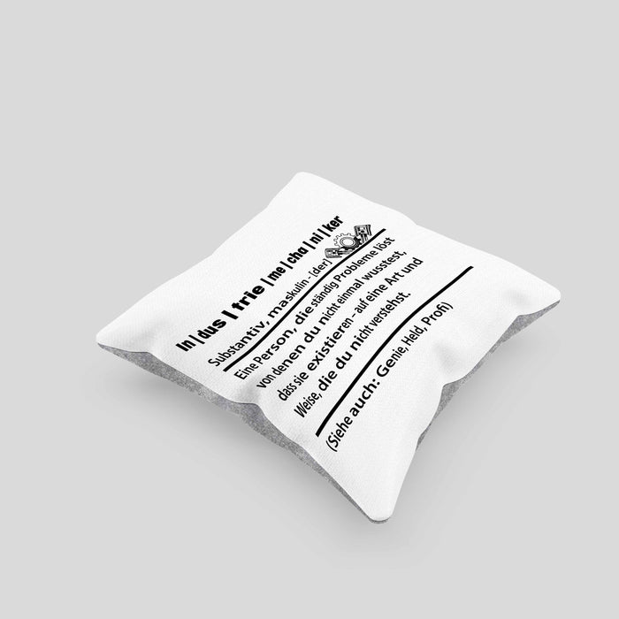 Industriemechaniker Geschenk Kissen mit Füllung 40x40 Spruch Männer Definition Lustige Geschenkidee für Industriemechaniker (Grau) Grau Trendation