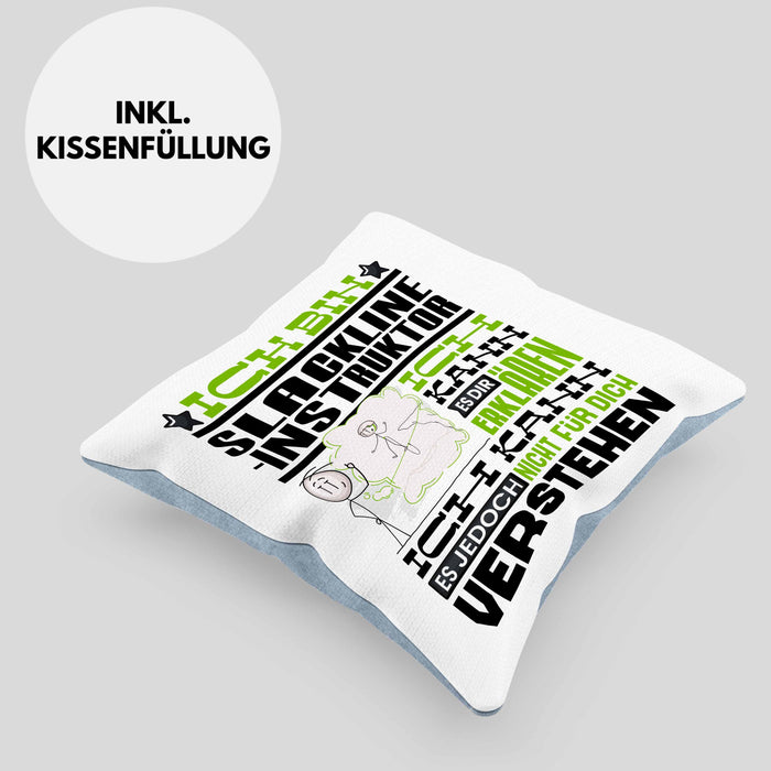 Slackline-Instruktor Geschenk Kaffee-Kissen mit Füllung 40x40 Geschenkidee für Slackline-Instruktor Ich Bin Slackline-Instruktor Ich Kann Es Dir Erklären Jedoch Nicht Für Dich Verstehen Spruch Lustig (Grau) Blau Trendation