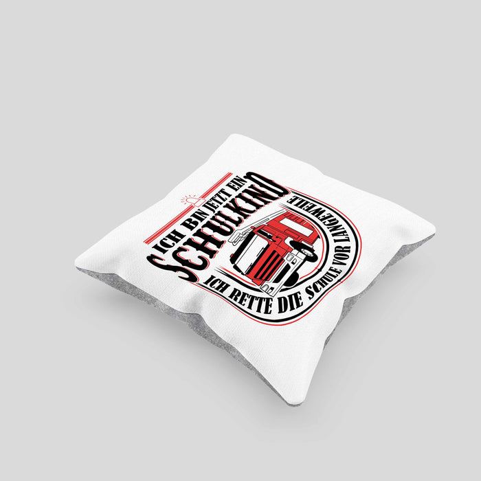Einschulung Geschenk Jungs Kissen mit Füllung 40x40 Ich Bin Jetzt Ein Schulkind Ich Rette Die Schule Vor Langeweiele 1. Schultag Geschenkidee (Grau) Grau Trendation