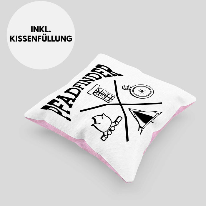 Pfadfinder Kissen mit Füllung 40x40 Geschenk Lustige Geschenkidee Für Pfadfinder (Grau) Rosa Trendation