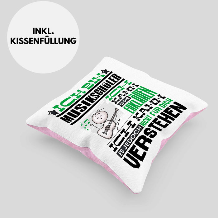 Musikschüler Geschenk Kissen mit Füllung 40x40 Geschenkidee für Musikschüler Geburtstag Lustig Ich Bin Musikschüler Ich Kann Es Dir Erklären Aber Nicht Für Dich Verstehen (Grau) Rosa Trendation