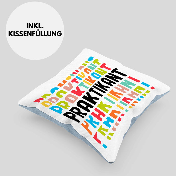 Praktikant Kissen mit Füllung 40x40 Geschenk Für Praktikanten Geschenkidee (Grau) Blau Trendation