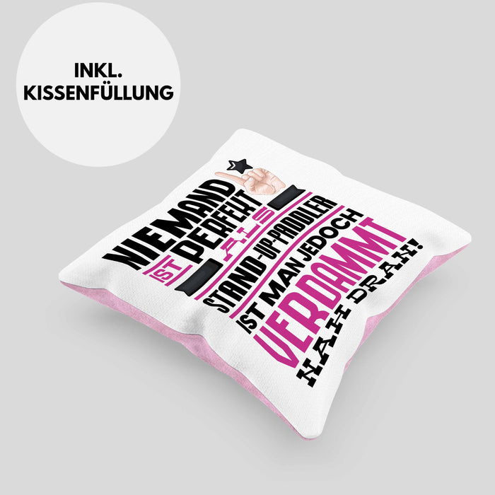 Stand-Up-Paddler Geschenk Kissen mit Füllung 40x40 Lustige Geschenkidee für Stand-Up-Paddler Geburtstag Niemand Ist Perfekt Aber Als Stand-Up-Paddler Ist Man Nah Dran (Grau) Rosa Trendation
