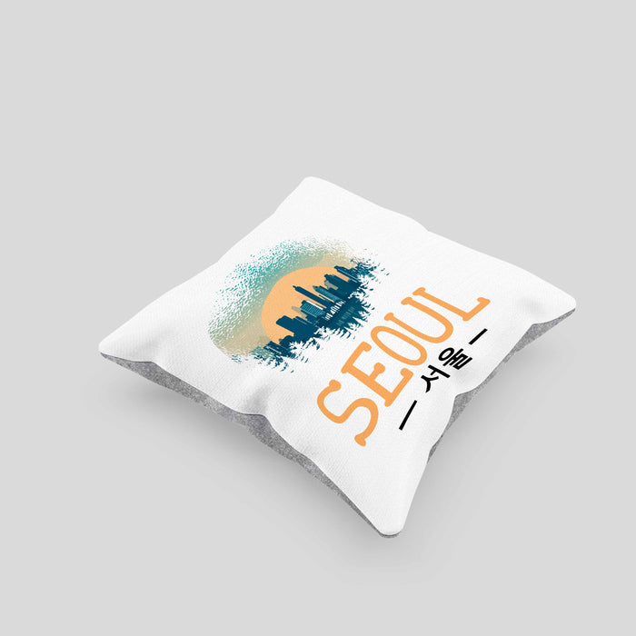 Seoul Kissen mit Füllung 40x40 Geschenk Südkorea South Korea Kpop (Grau) Grau Trendation