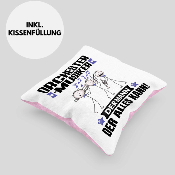 Orchestermusiker Kissen mit Füllung 40x40 Geschenk für Orchestermusiker Der Mann Der Alles Kann Geschenkidee zum Geburtstag (Grau) Rosa Trendation