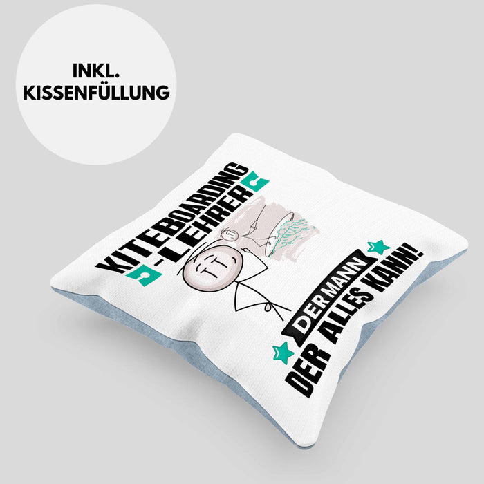 Kiteboarding-Lehrer Kissen mit Füllung 40x40 Geschenk für Kiteboarding-Lehrer Der Mann Der Alles Kann Geschenkidee zum Geburtstag (Grau) Blau Trendation