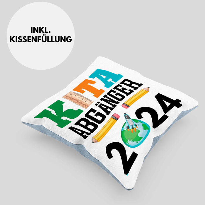 Einschulung Junge Mädchen Geschenk Schultüte Füllung Kissen mit Füllung 40x40 Schulstart 1. Schultag Schuleinführung Schulanfang Geschenkidee 2024 Schulkind (Grau) Blau Trendation