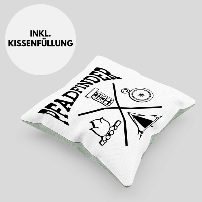 Pfadfinder Kissen mit Füllung 40x40 Geschenk Lustige Geschenkidee Für Pfadfinder (Grau) Grün Trendation