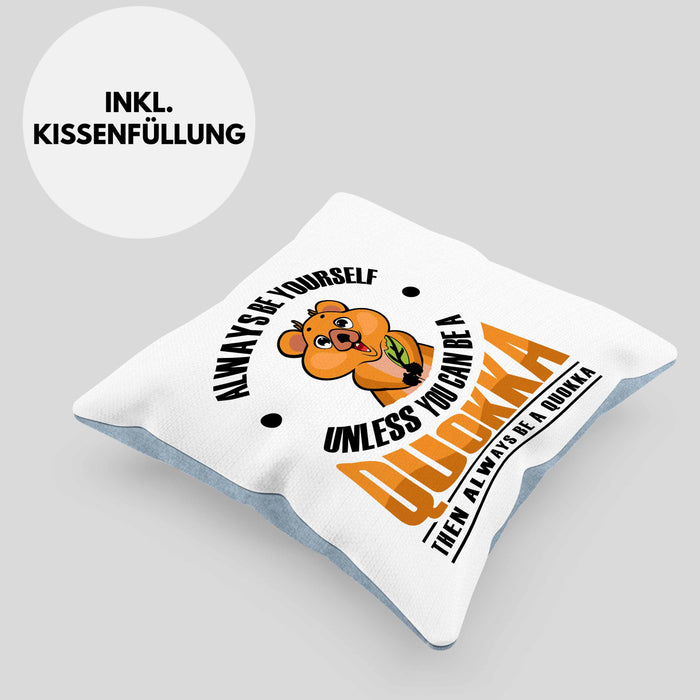 Lustige Kissen mit Füllung 40x40 Quokka-Motiv Geschenk für Quokka Liebhaber (Grau) Blau Trendation