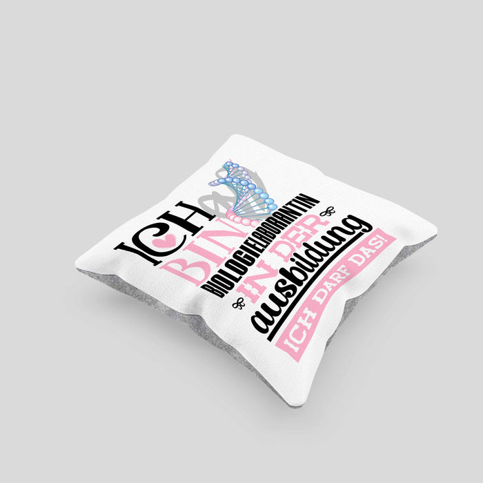 Biologielaborantin Ausbildung Start Geschenk Kissen mit Füllung 40x40 Ich Bin Biologielaborantin In Der Ausbildung Ich Darf Das Geschenkidee (Grau) Grau Trendation