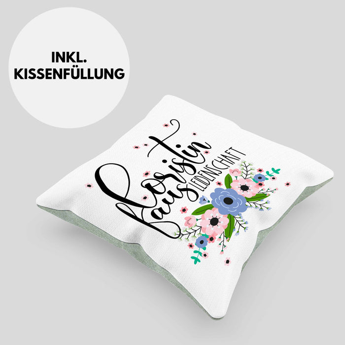 Floristin Aus Leidenschaft Kissen mit Füllung 40x40 Geschenk Blumen Floristin Geschenkidee (Grau) Grün Trendation