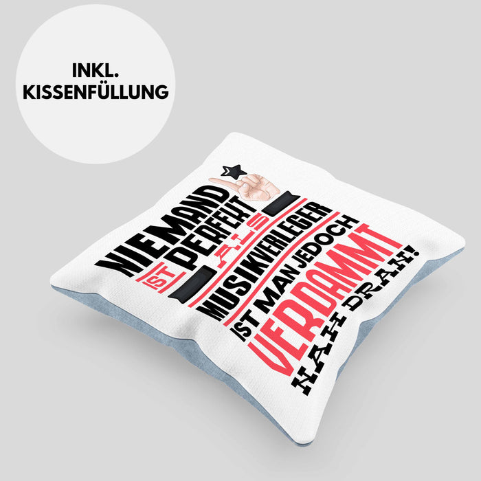 Musikverleger Geschenk Kissen mit Füllung 40x40 Lustige Geschenkidee für Musikverleger Geburtstag Niemand Ist Perfekt Aber Als Musikverleger Ist Man Nah Dran (Grau) Blau Trendation