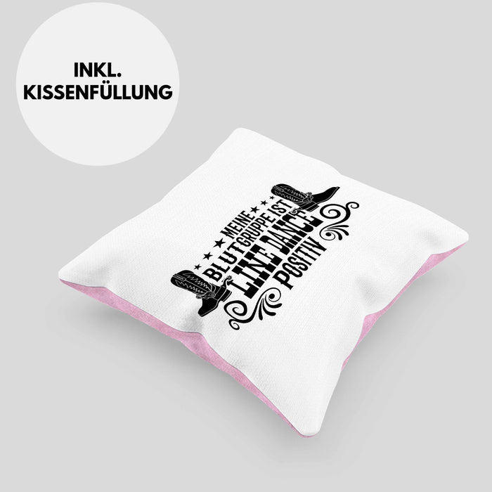 Kissen mit Füllung 40x40 Line Dance Motiv Geschenk für Line Dance Fans Tänzerin Geschenkidee Spruch (Grau) Rosa Trendation