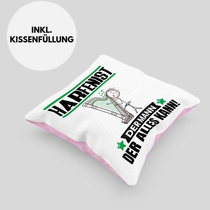 Harfenist Kissen mit Füllung 40x40 Geschenk für Harfenist Der Mann Der Alles Kann Geschenkidee zum Geburtstag (Grau) Rosa Trendation