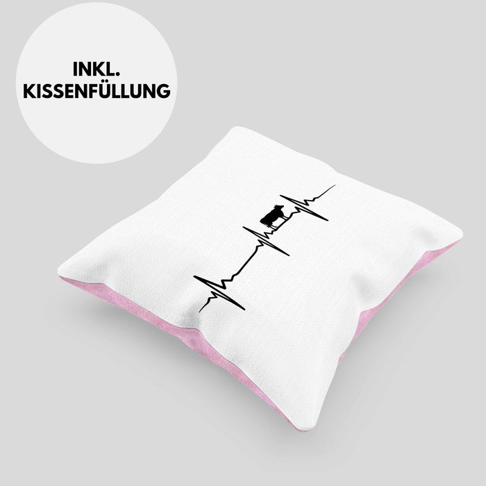 Kuh Herzschlag Bauer Rind Bauernhof Landwirt Geschenk Kissen mit Füllung 40x40 (Grau) Rosa Trendation