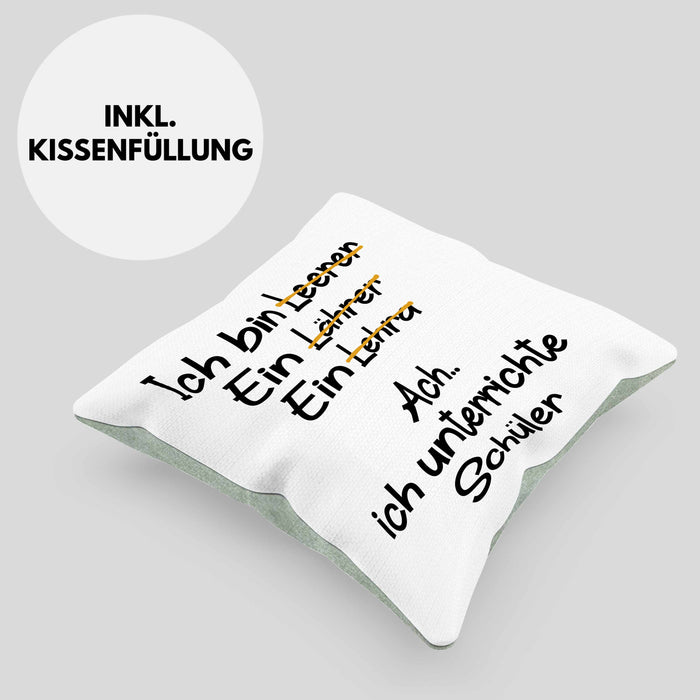 Lehrer Kissen mit Füllung 40x40 Geschenk mit Spruch Lehrer Geschenkidee Lustig Sprüche (Grau) Grün Trendation