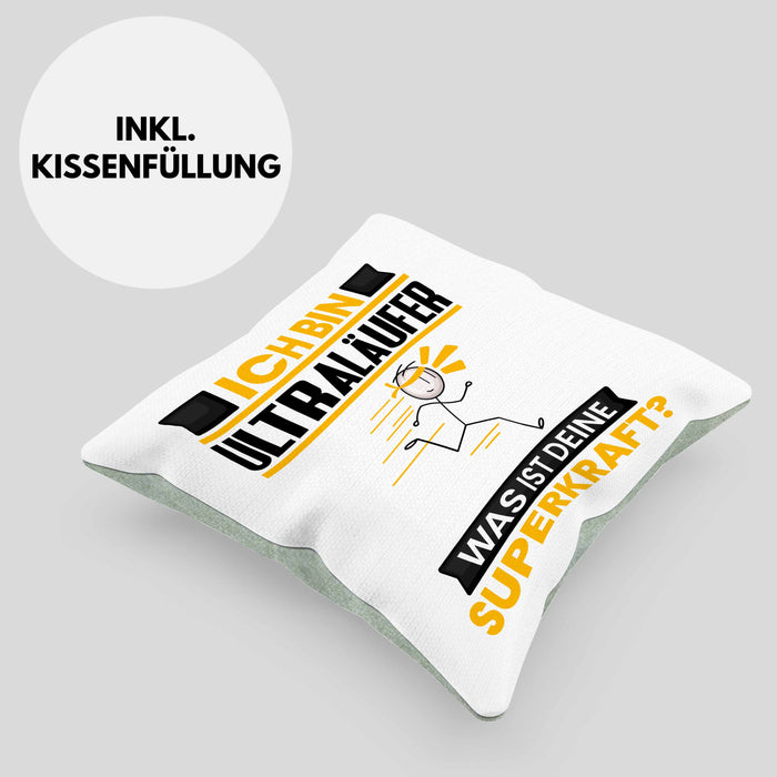 Ultraläufer Kissen mit Füllung 40x40 Geschenk für Ultraläufer Geburtstag Lustiger Spruch Was Ist Deine Superkraft (Grau) Grün Trendation