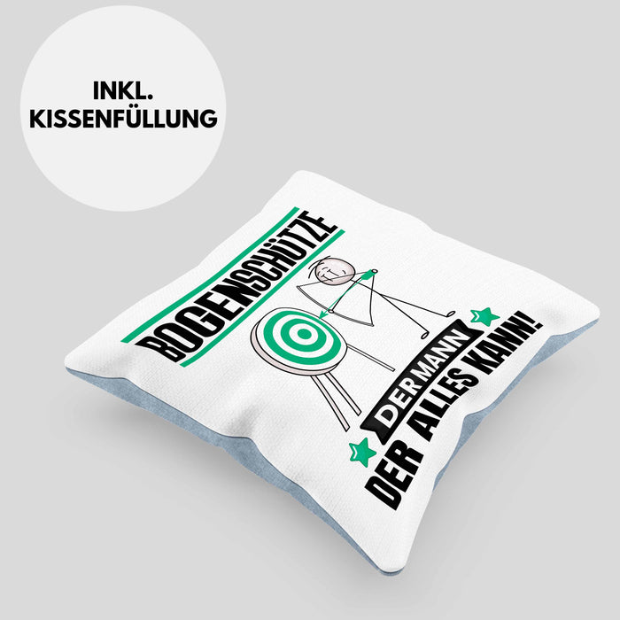 Bogenschütze Kissen mit Füllung 40x40 Geschenk für Bogenschütze Der Mann Der Alles Kann Geschenkidee zum Geburtstag (Grau) Blau Trendation