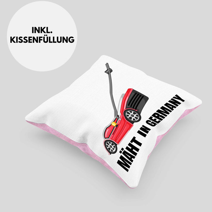 Mäht In Germany Kissen mit Füllung 40x40 Geschenk Gärtner für Hobbygärtner Geschenkidee Geburtstag (Grau) Rosa Trendation