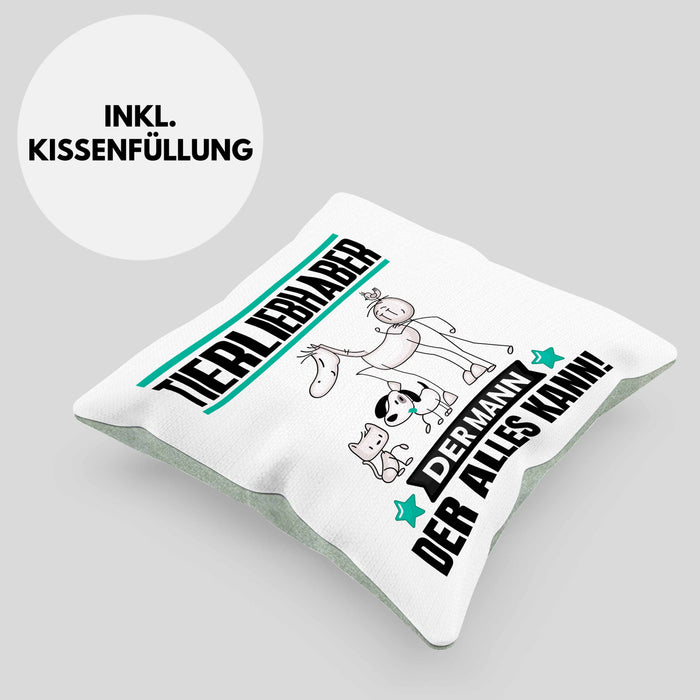 Tierwohlhaber Kissen mit Füllung 40x40 Geschenk für Tierwohlhaber Der Mann Der Alles Kann Geschenkidee zum Geburtstag (Grau) Grün Trendation