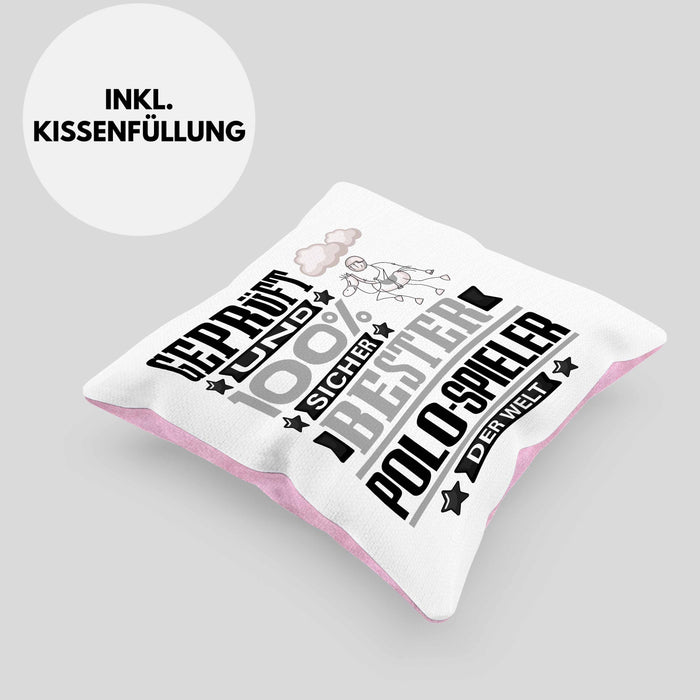 Polo-Spieler Geschenk Lustiger Spruch für Polo-Spieler Geschenkidee Bester Polo-Spieler Der WeltKissen mit Füllung 40x40 (Grau) Rosa Trendation